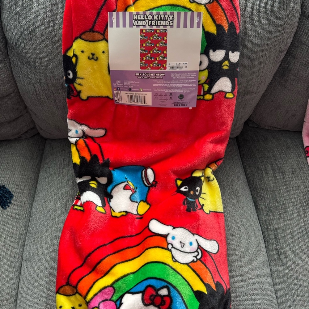 Hello Kitty Red and Multicolor Blanket